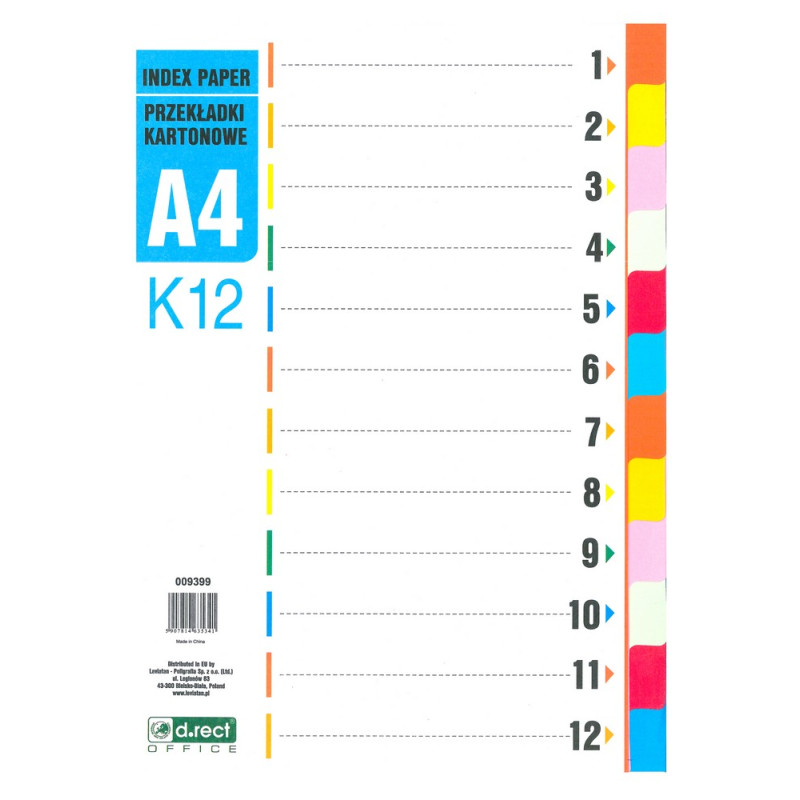 PRZEKŁADKI D.RECT KARTONOWE 1-12 K12