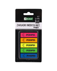 ZAKŁADKI INDEKSUJĄCE PET 12x45mm 5x25szt PODPIS 24szt